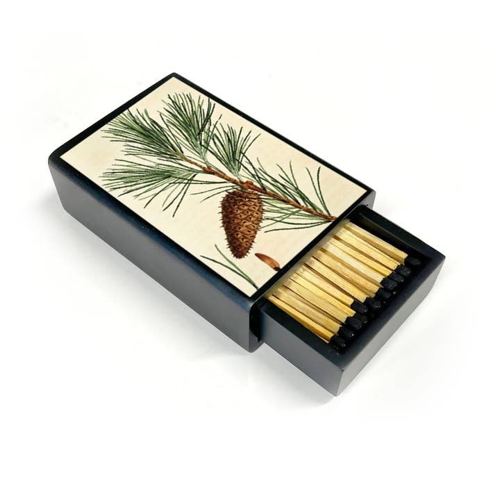 Matches / Long- Pinecone Winter Motif Slide Box