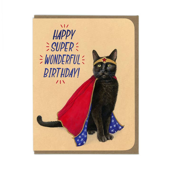 Birthday Super Hero Cat Card