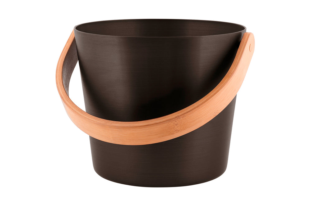 Sauna Bucket Black Aluminum with Wooden Handle