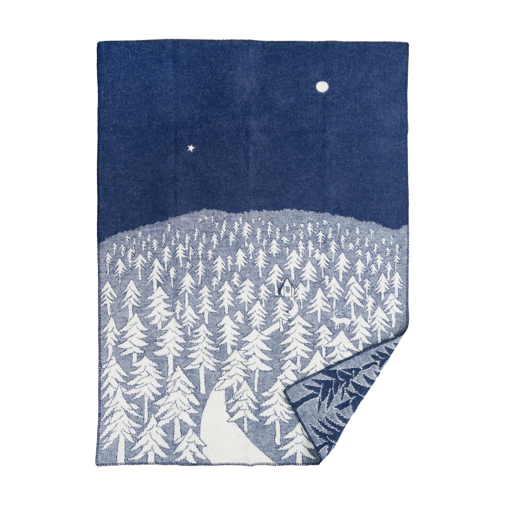 Lambswool Blanket -Forest in Navy