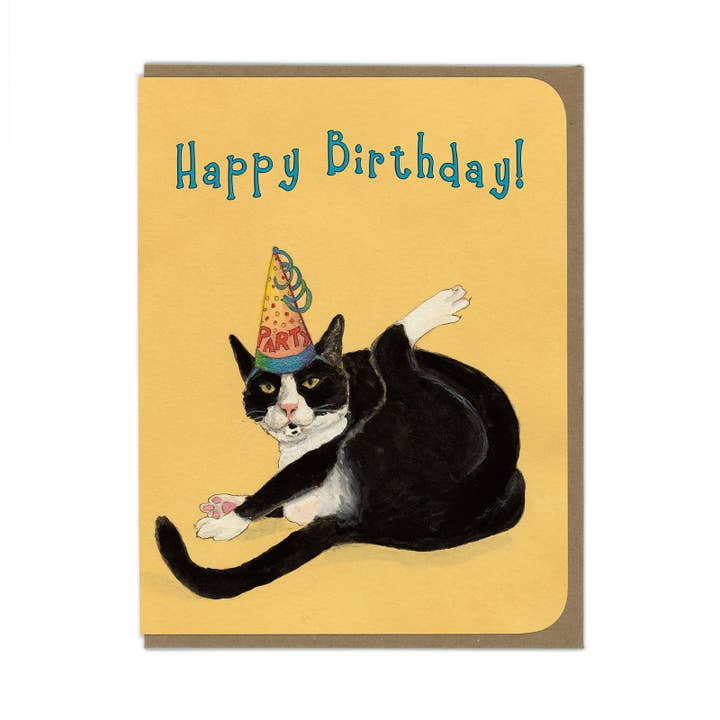 Birthday Party Cat - Greeting Card