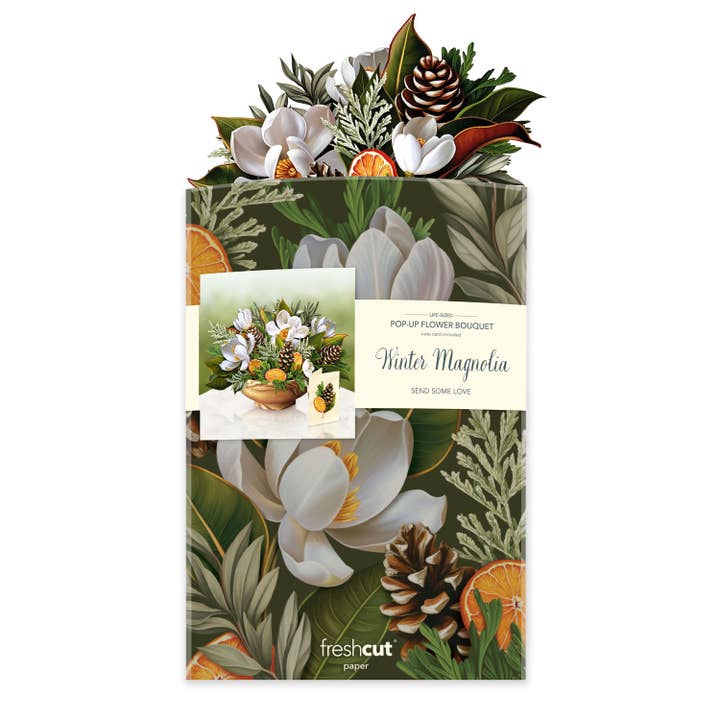 A Pop-Up Large Winter Magnolia Holiday Card