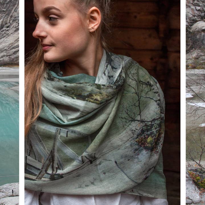 Wool and Silk Scarf - Glacier