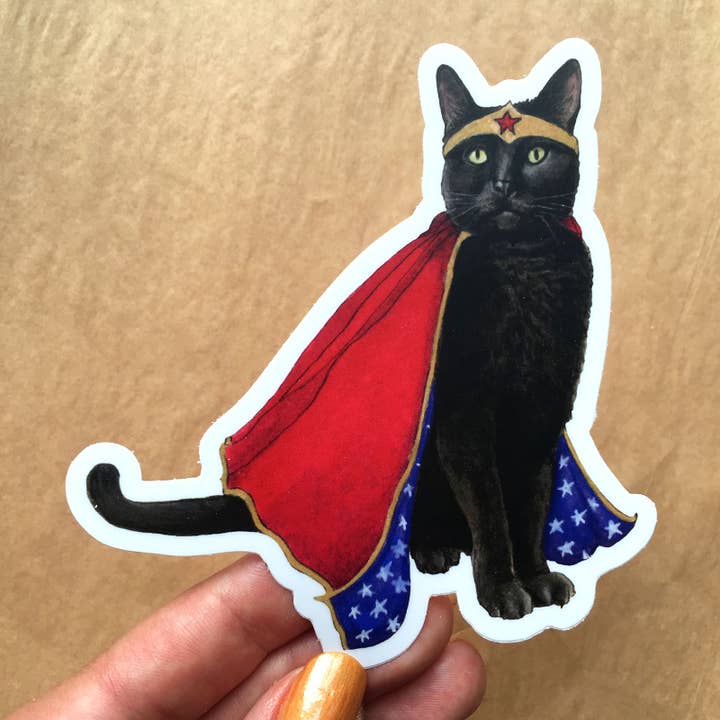 Cat Super Hero Sticker