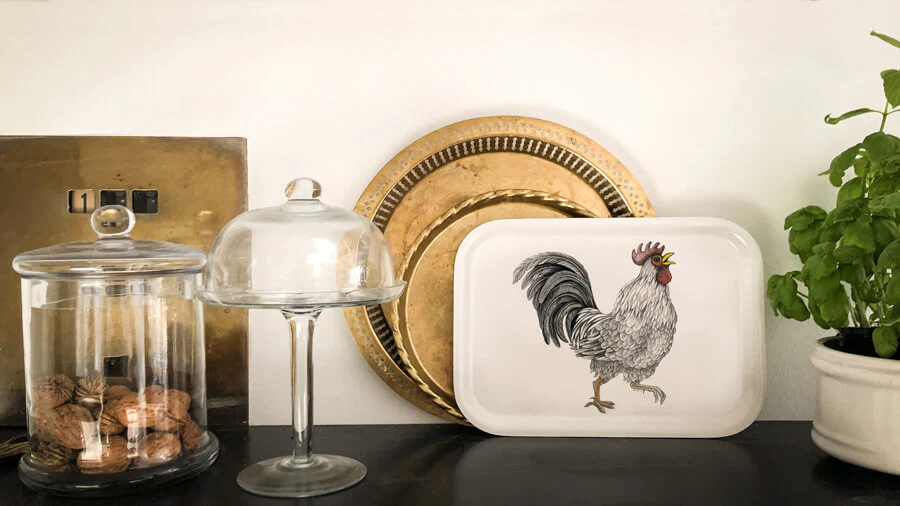 Small Rectangle Beechwood Tray - Ralph Rooster