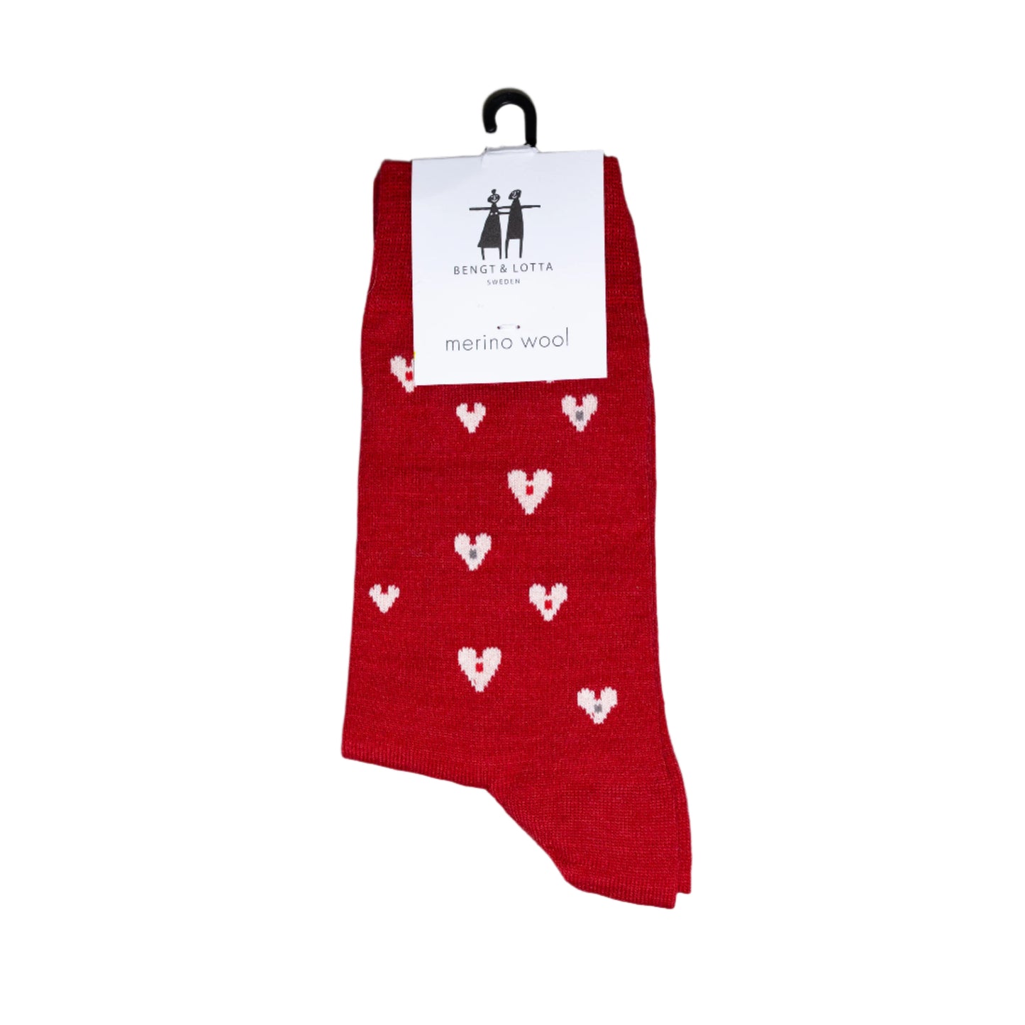 Merino Wool - Small Heart Socks - red