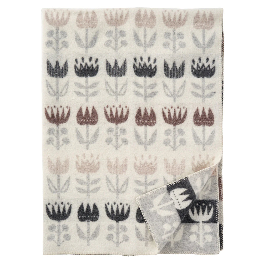 Tulip Woven Wool Throw - Soft Greys