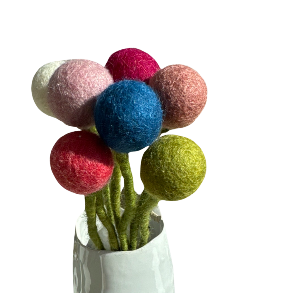 Hand Felted Small Ball Flower