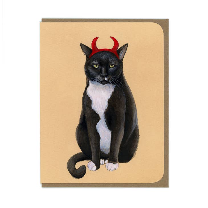 Blank Card -Cat with Devil Horns