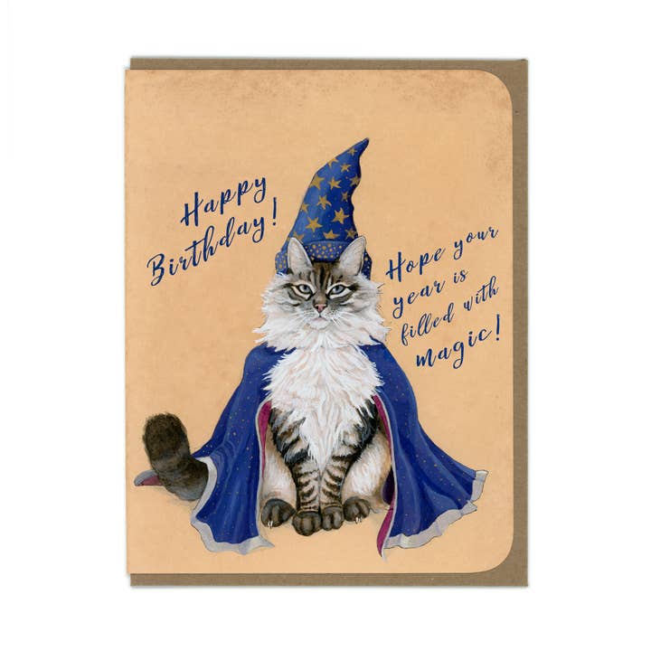 Birthday Wizard Cat Card