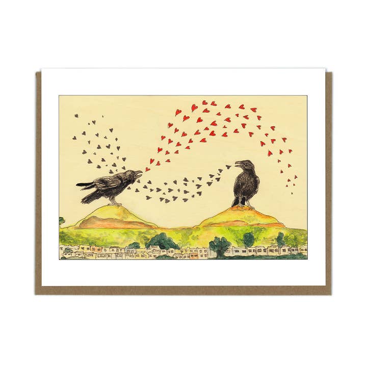 Love Duet Crow & Hearts card