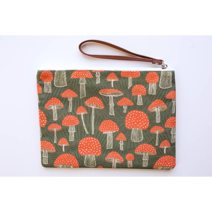 Pouch / Clutch purse with Mushrooms