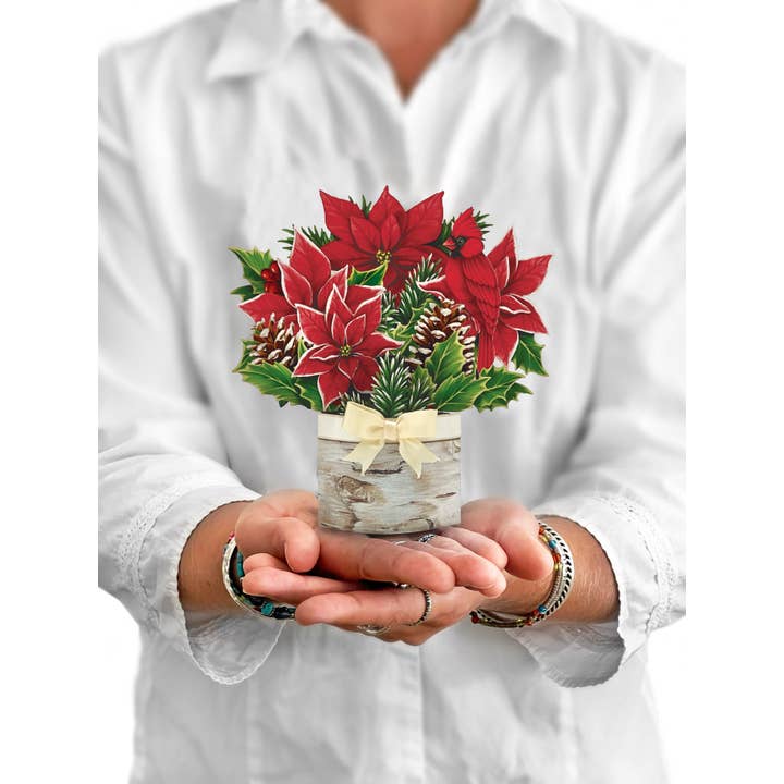 A Pop-Up Mini Birch Poinsettia Card