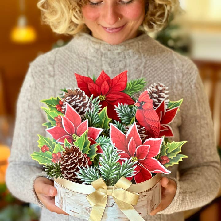 
                      
                        A Pop-Up Large Birch Poinsettia Holiday Card
                      
                    