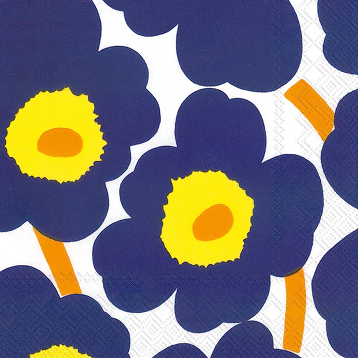 Marimekko Unikko Dark Blue Paper Cocktail Napkin