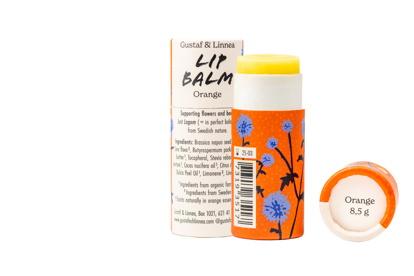 Lip balm - Orange - paper packaging