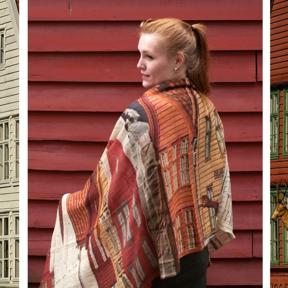 Wool and Silk Scarf - Bryggen