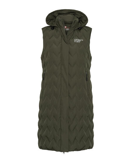 Down Puffer Vest - Olive Green 3/4 Length