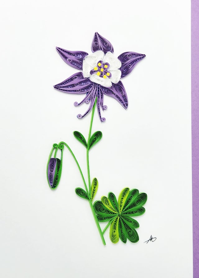 Columbine Flower - Hand-Rolled Greeting Card