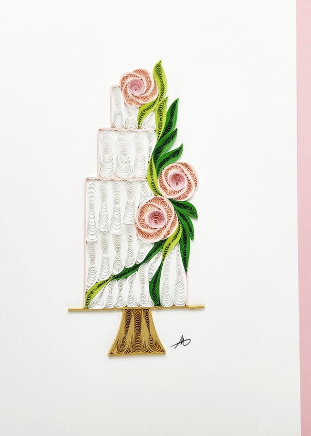 Wedding Cake - Hand Rolled Greeting Card