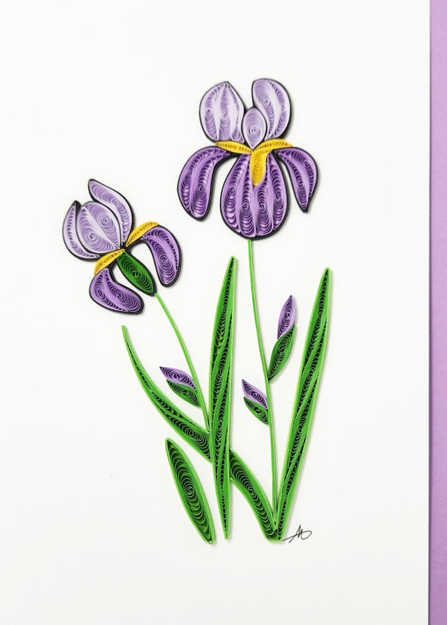 Iris Flower Purple - Hand Rolled Greeting Card