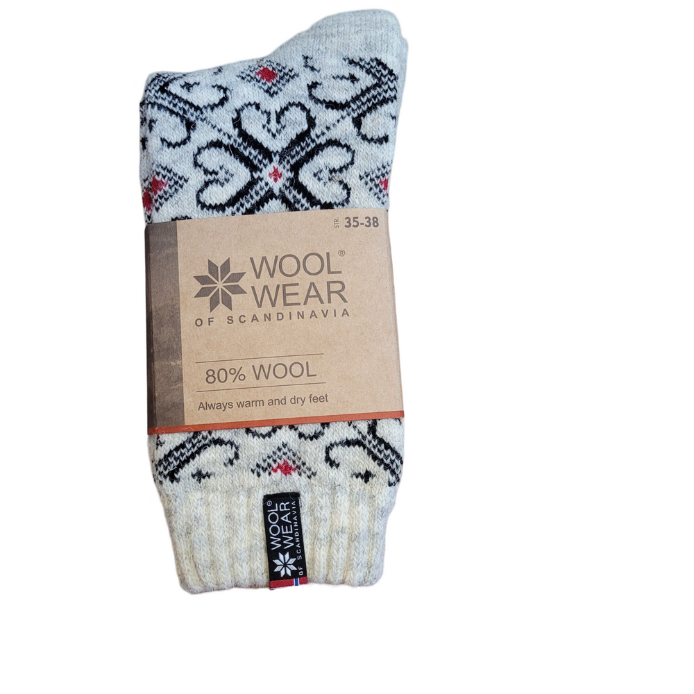 Wool Wear Hearts Norwegian Flag Socks