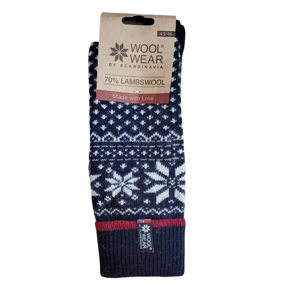 Wool Wear Lambswool Selbu Star Navy Socks