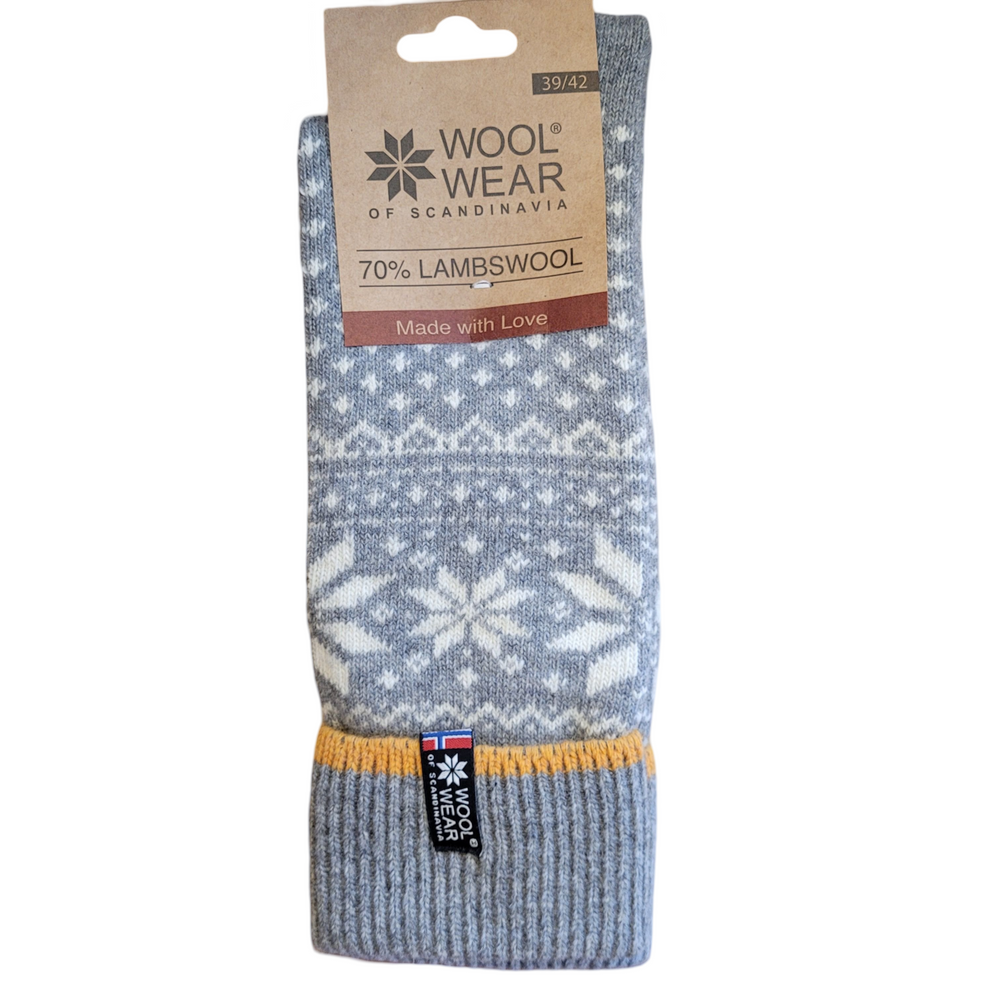 Wool Wear Lambswool Selbu Star Lt Grey Socks