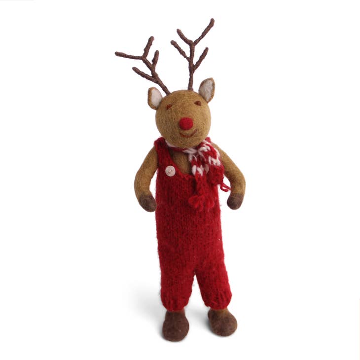 14" Hand Felted Big Rudolf with Red Pants