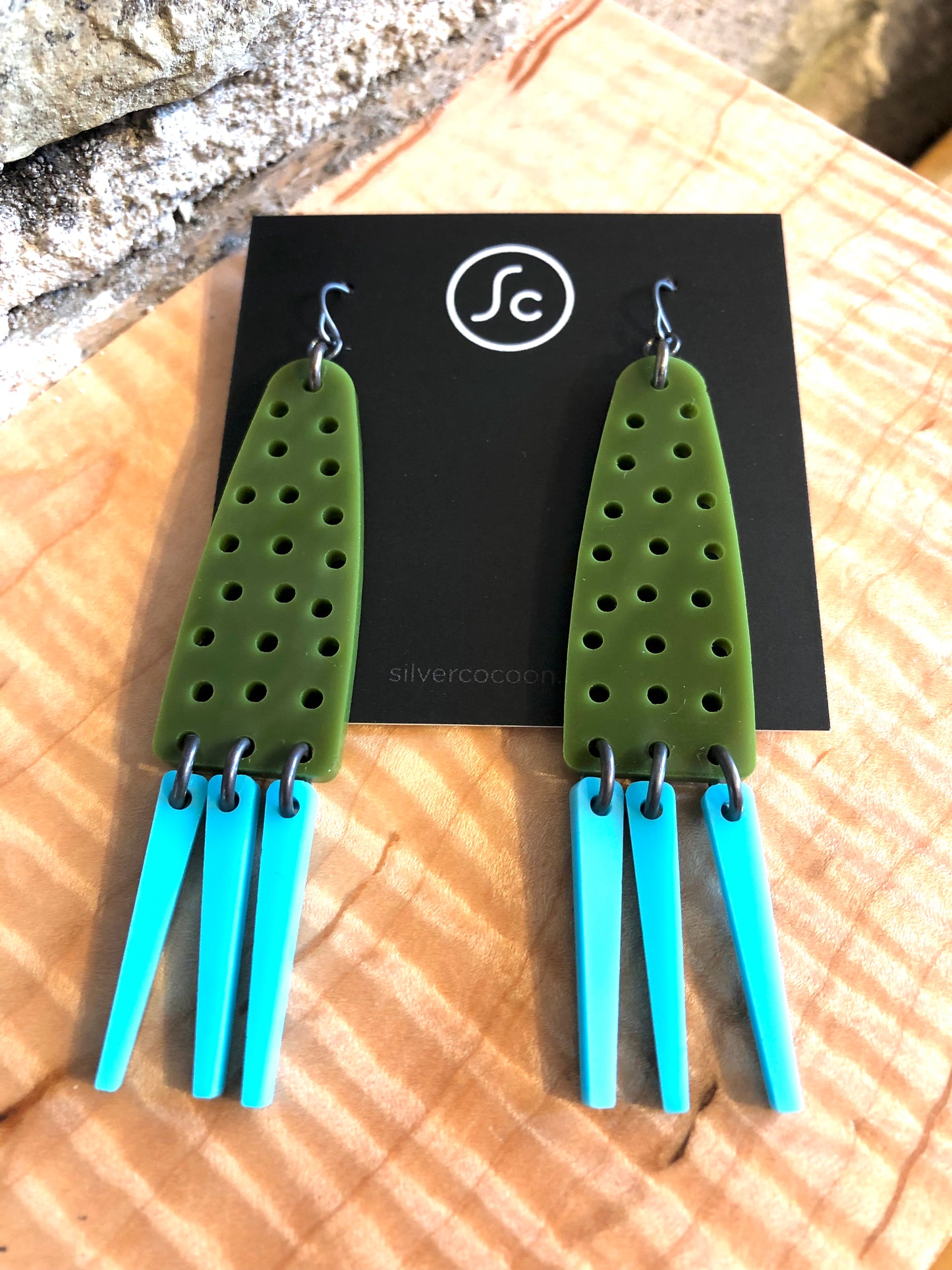 Squid Earrings - Olive + Turquoise