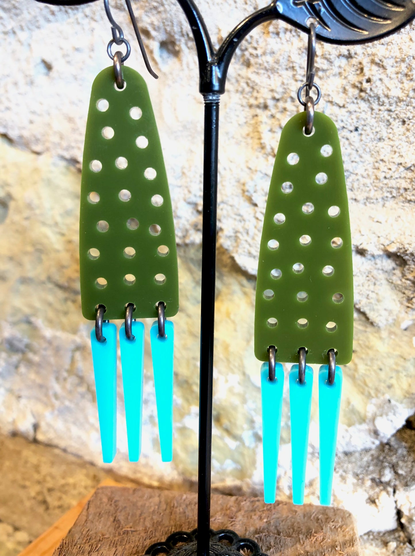 Squid Earrings - Olive + Turquoise