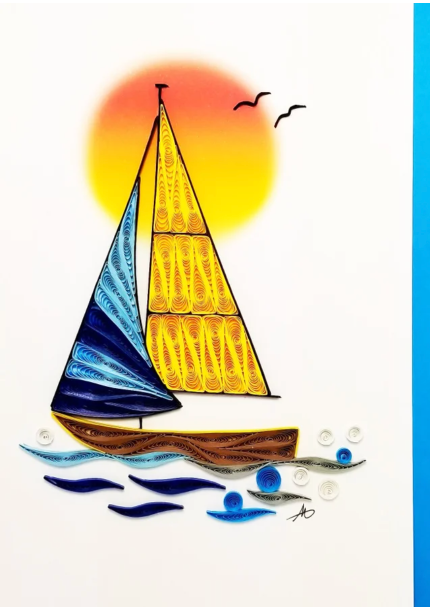 Sailboat in Sunset - Hand Rolled Greeting Card