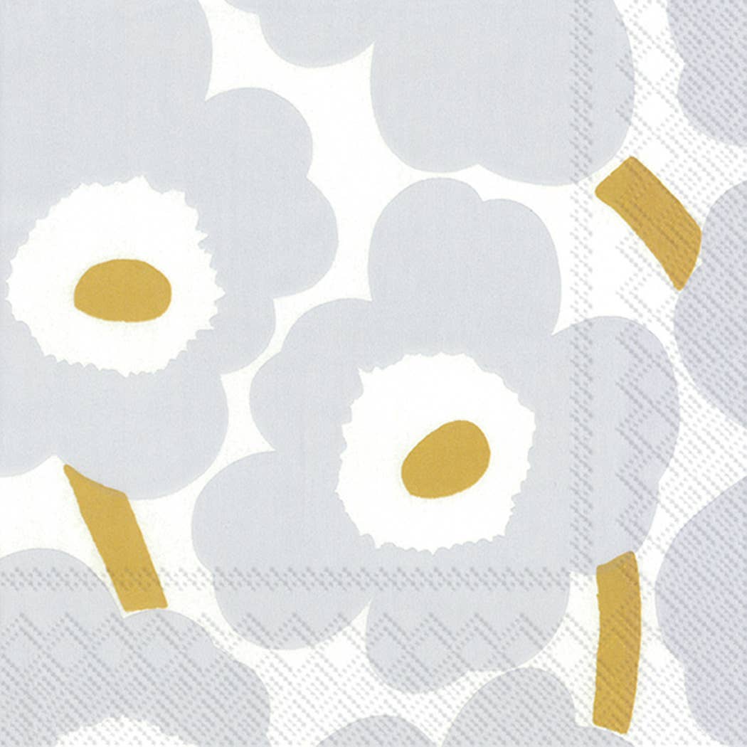 Marimekko Unikko White Silver Christmas Paper Lunch Napkin